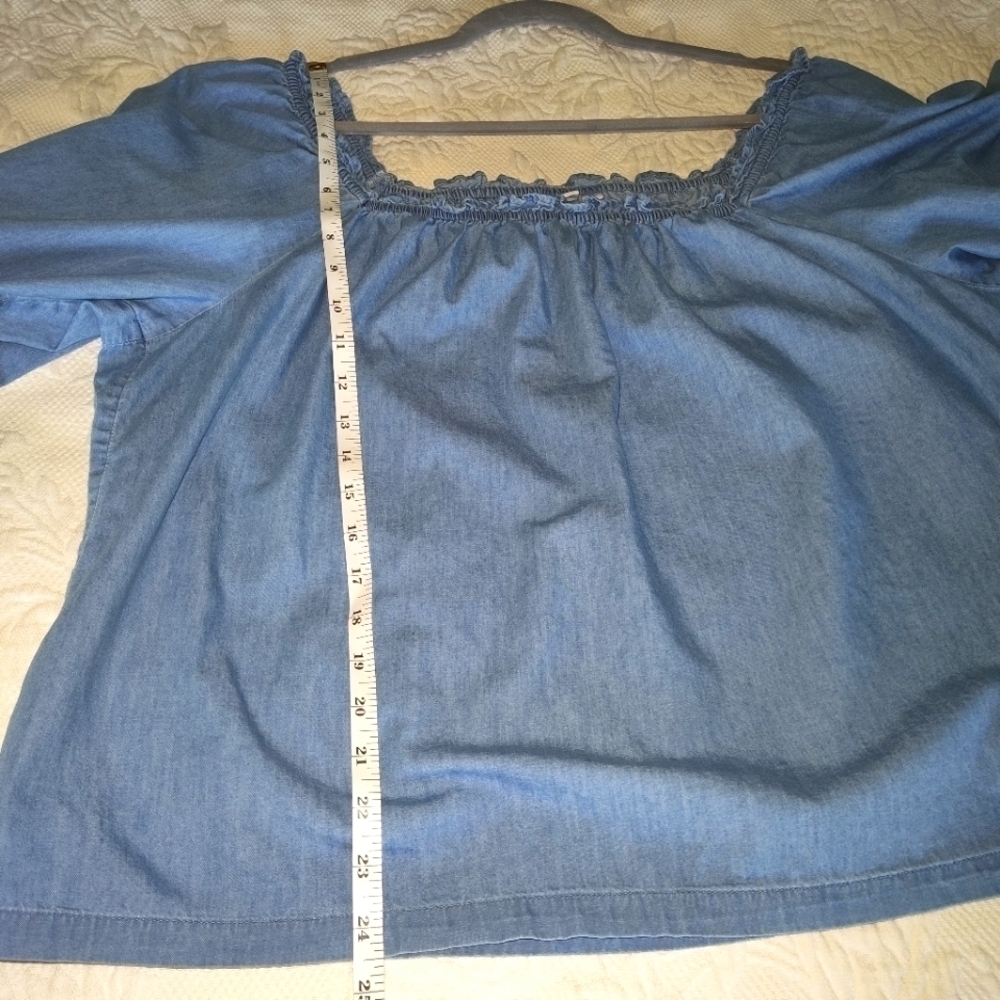 Gap Relaxed Denim Square neck Top size XL - Picture 9 of 10